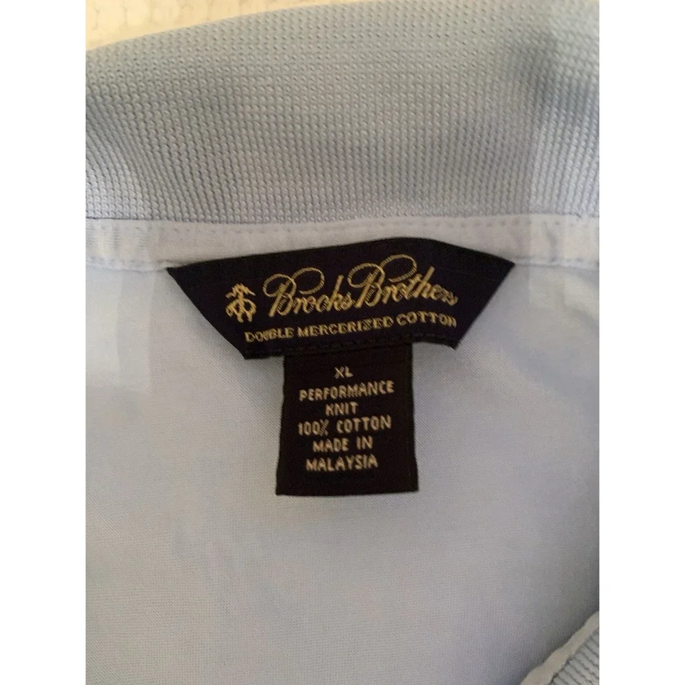 Brooks Brothers Men's Performance Polo Shirt‎ Double Mercerized Cotton XL Blue